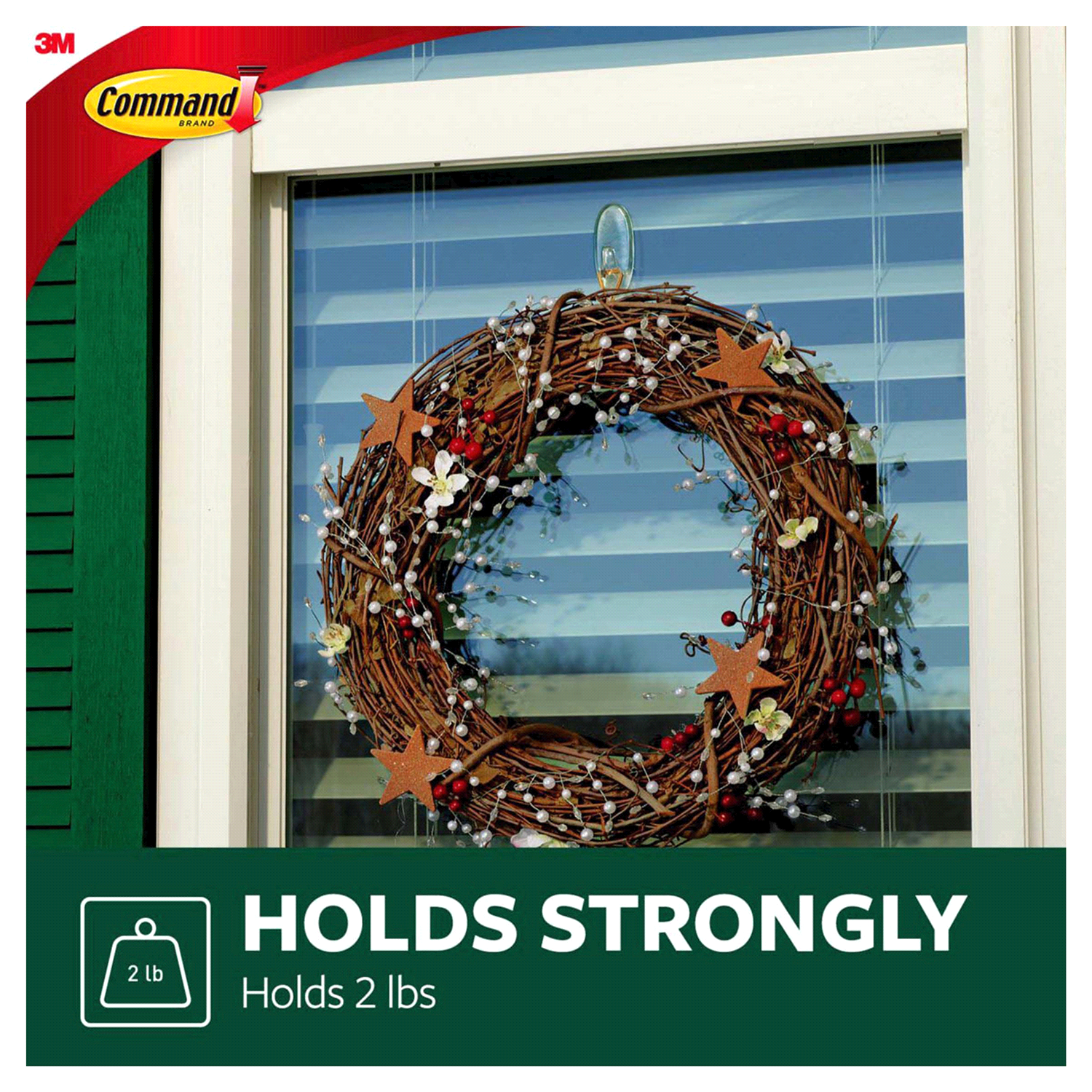 slide 2 of 5, Command Outdoor Medium Clear Window Hooks With Clear Strips, 1 ct