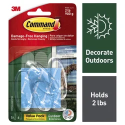 Command Outdoor Medium Clear Window Hooks With Clear Strips