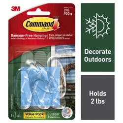 Command Outdoor Medium Clear Window Hooks With Clear Strips