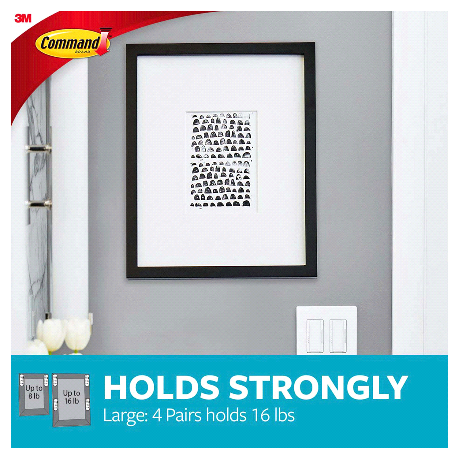 slide 3 of 5, Command Bath Picture Hanging Strips - White, 1 ct