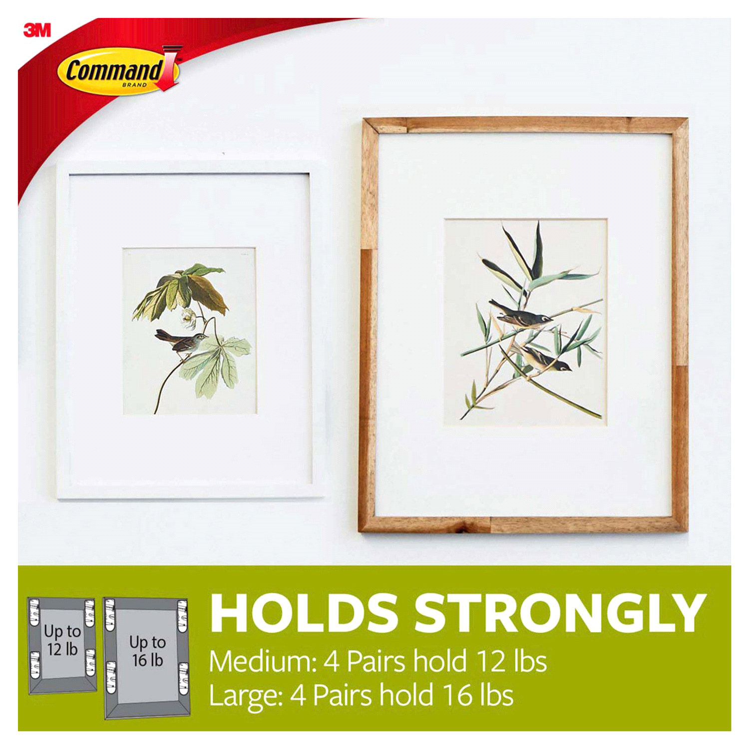 slide 3 of 5, 3M Command Medium and Large Picture Hanging Strips, 4 Sets of Medium, 8 Sets of Large/Pack, 1 ct