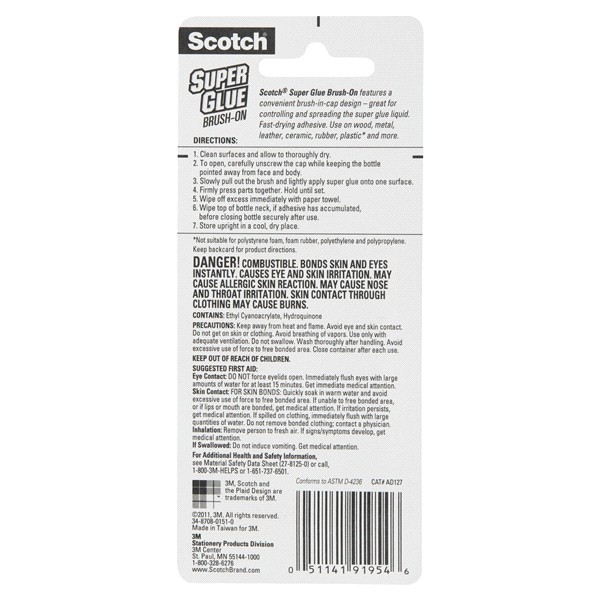 slide 4 of 5, Scotch Super Glue Liquid Brush-On, 0.17 oz