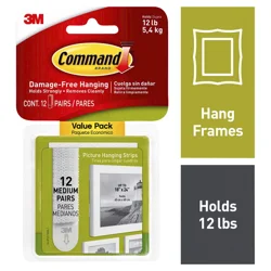 Command Picture Hanging Strips Medium Value Pack 12 ea