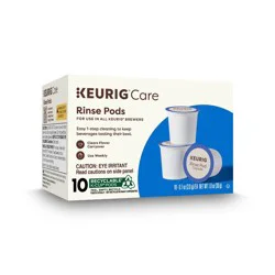 Keurig Set of 10 Rinse Pods: Coffee Maker Cleaner & Descaling Solution, White, Plastic, 1 Year Warranty