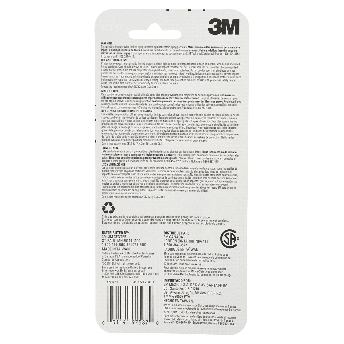 slide 2 of 2, 3M Eye Protection, Black/Red Frame, Clear Lenses, 1 ct