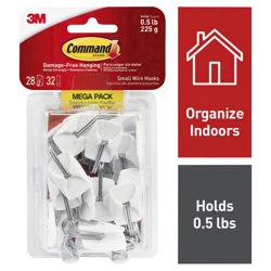 Command Small Wire Hooks Mega Pack, White