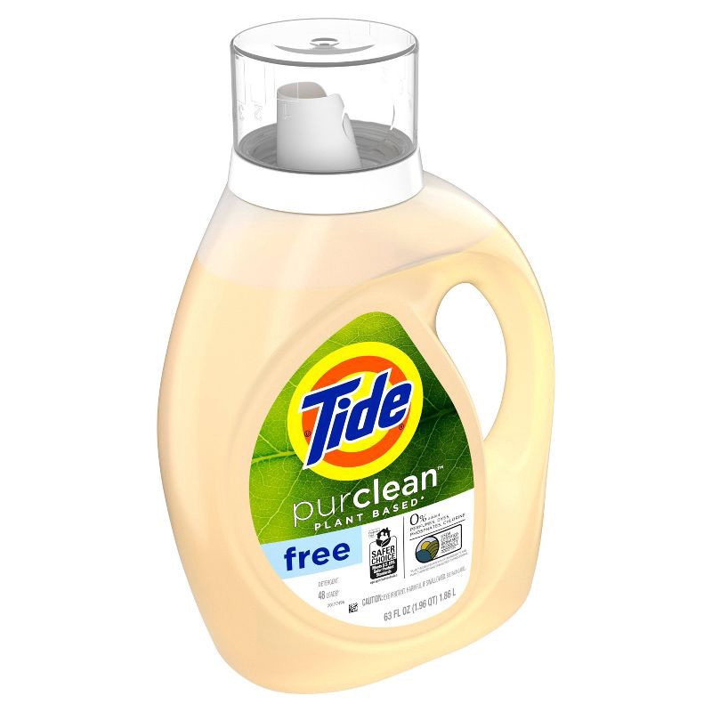 slide 2 of 9, Tide purclean Unscented Liquid Laundry Detergent - 63 fl oz, 69 fl oz