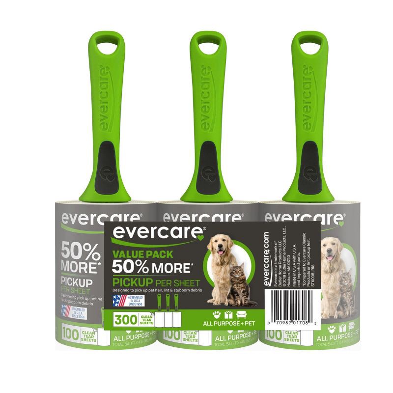 slide 1 of 7, Evercare Pet Lint Roller 100 Sheet - 3pk, 100 sheets, 3 ct