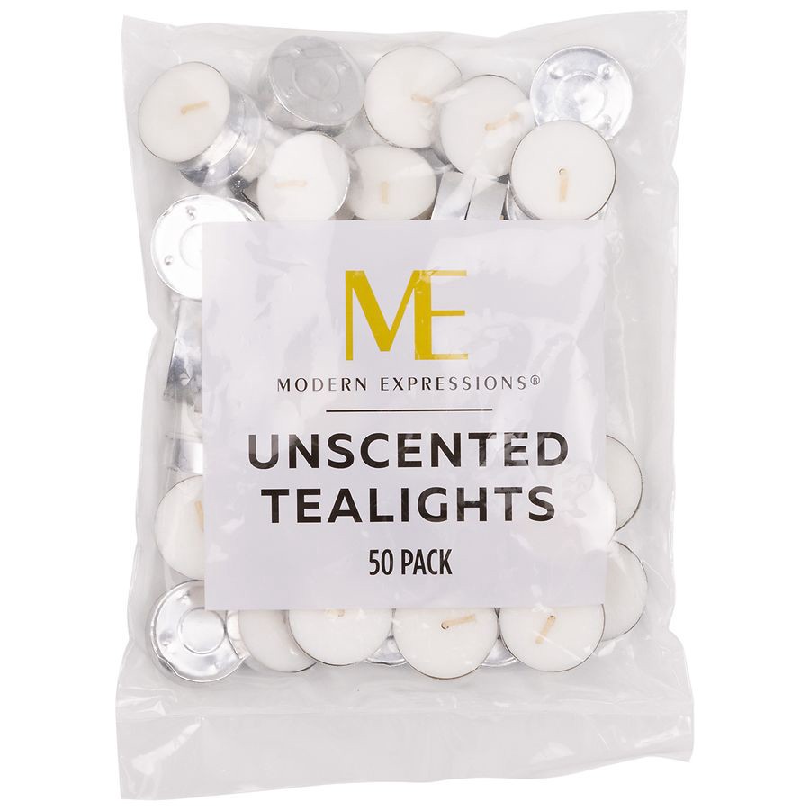 slide 1 of 9, Modern Expressions Unscented Tealights 50 ea, 50 ct