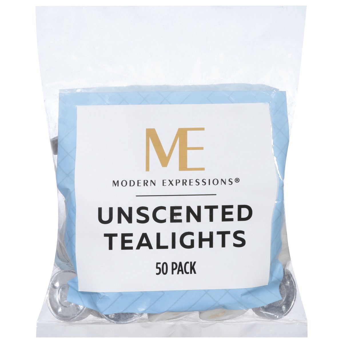slide 1 of 9, Modern Expressions Unscented Tealights 50 ea, 50 ct