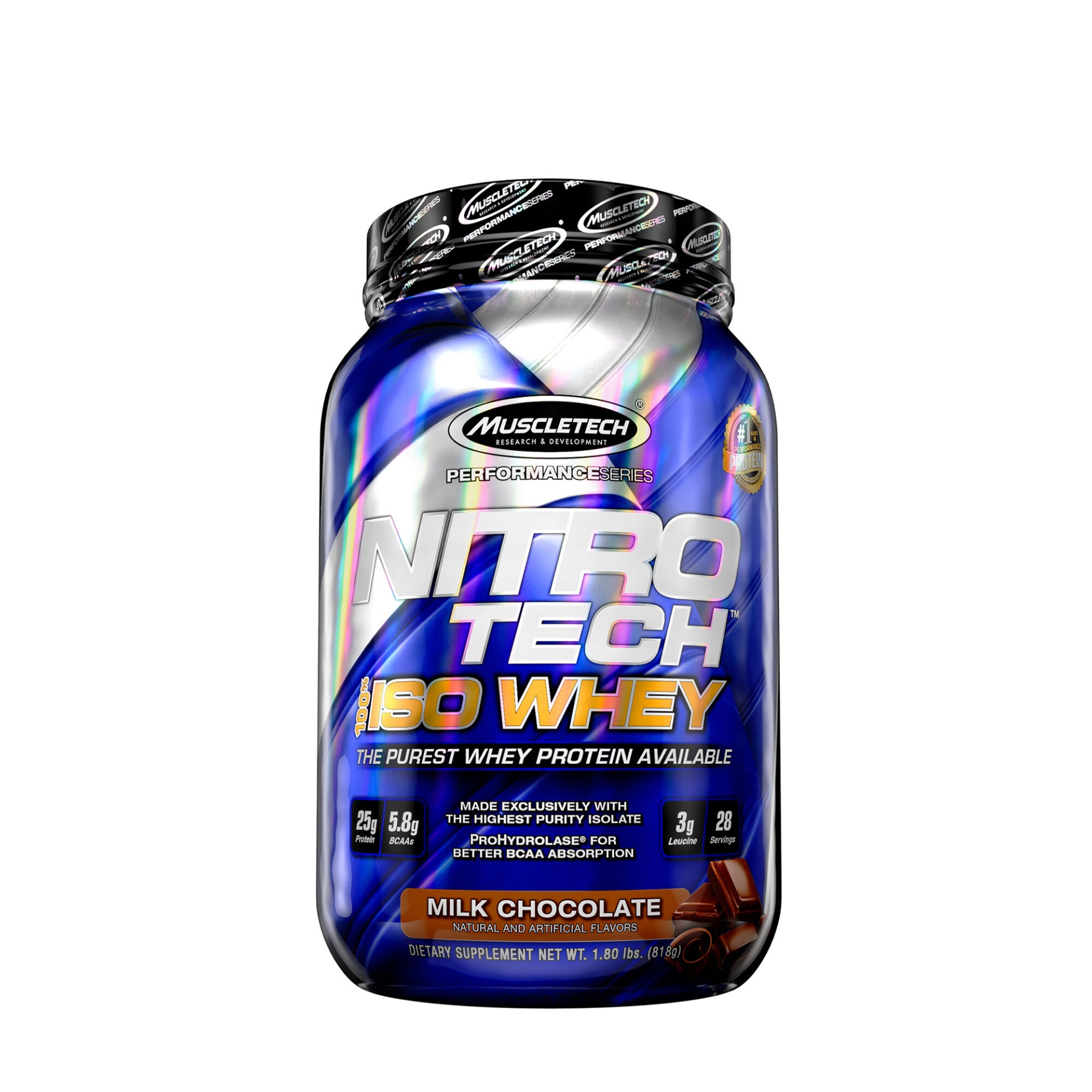 slide 1 of 1, MuscleTech Nitro Tech 100% Iso Whey - Milk Chocolate, 1.8 lb