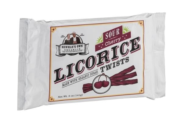 slide 1 of 1, Newman's Own Organics Sour Cherry Licorice Twists, 5 oz