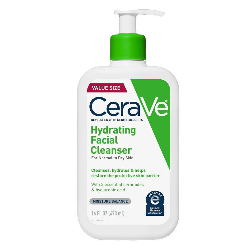 slide 1 of 15, CeraVe Hydrating Face Wash with Hyaluronic Acid and Glycerin for Normal to Dry Skin - 16 fl oz, 16 fl oz