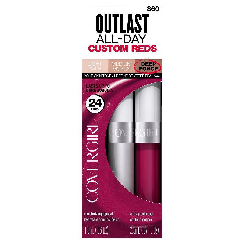 slide 2 of 6, COVERGIRL Outlast All-Day Lip Color with Topcoat - Unique Burgundy 860 - 0.13 fl oz, 860  -  0.13 fl oz