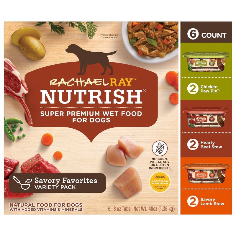 slide 2 of 7, Rachael Ray Nutrish Savory Favorites Chicken, Beef, Potato, Carrot & Sweet Potato Variety Pack Wet Dog Food - 8oz/6ct, 6 ct; 8 oz