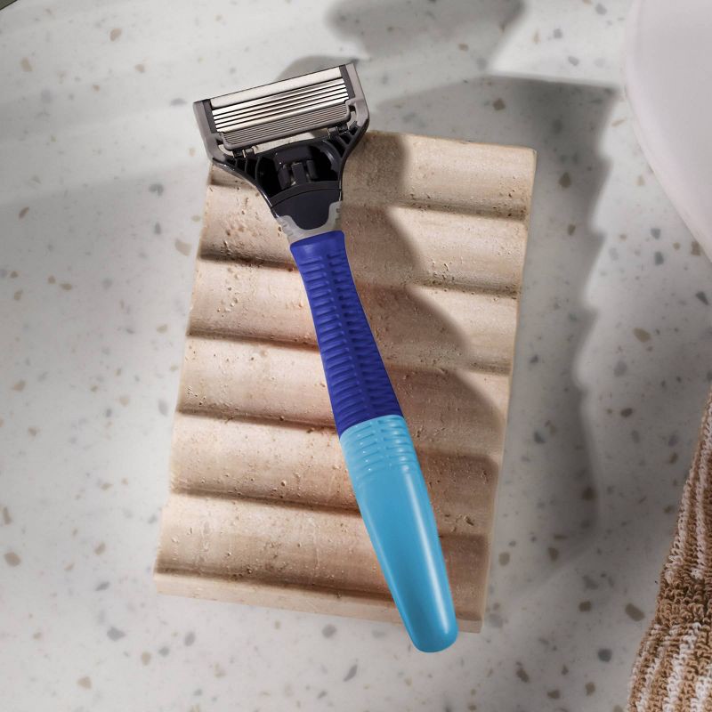 slide 3 of 7, Harry's Original Razor Handle for Men with 2 Razor Blade Cartridges - Ocean Blue, 1 ct