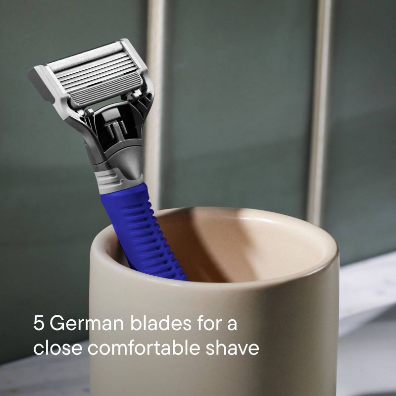 slide 4 of 7, Harry's Original Razor Handle for Men with 2 Razor Blade Cartridges - Ocean Blue, 1 ct