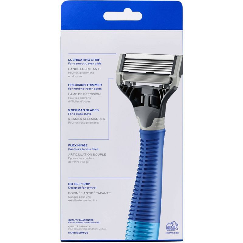 slide 7 of 7, Harry's Original Razor Handle for Men with 2 Razor Blade Cartridges - Ocean Blue, 1 ct