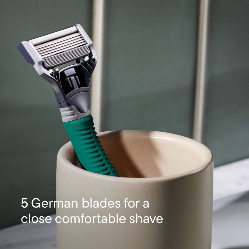 slide 4 of 7, Harry's Original Razor Handle for Men with 2 Razor Blade Cartridges - Tropical Green, 1 ct