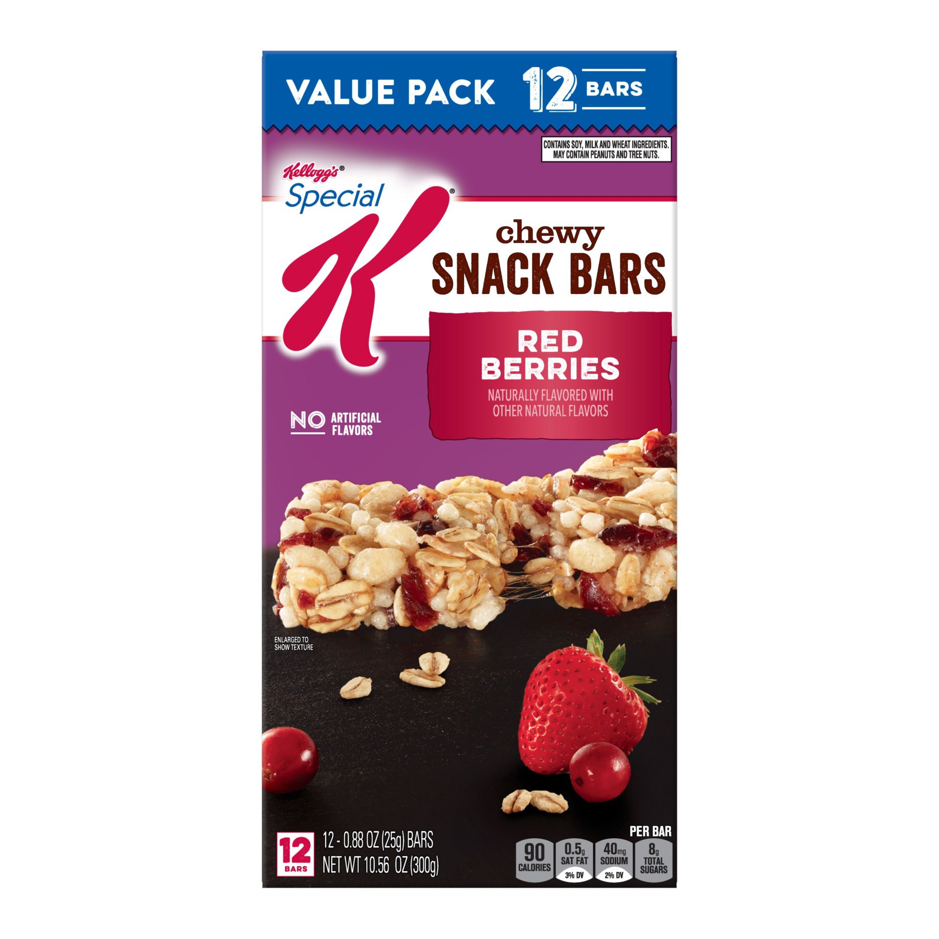 slide 2 of 7, Special K Kellogg's Special K Chewy Snack Bars, 90 Calories Per Bar of Sugar, Red Berries, 10.56 oz