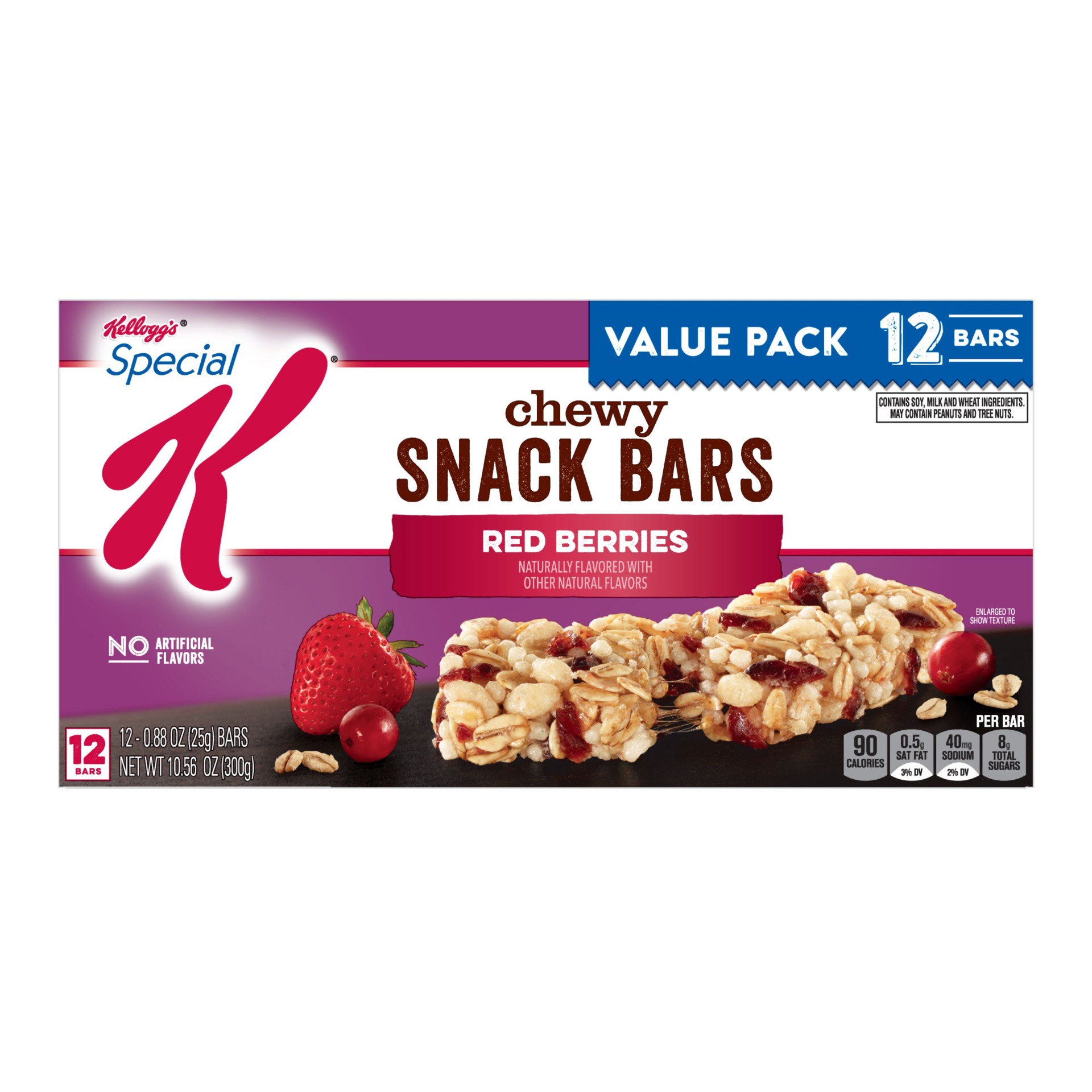 slide 6 of 7, Special K Kellogg's Special K Chewy Snack Bars, 90 Calories Per Bar of Sugar, Red Berries, 10.56 oz