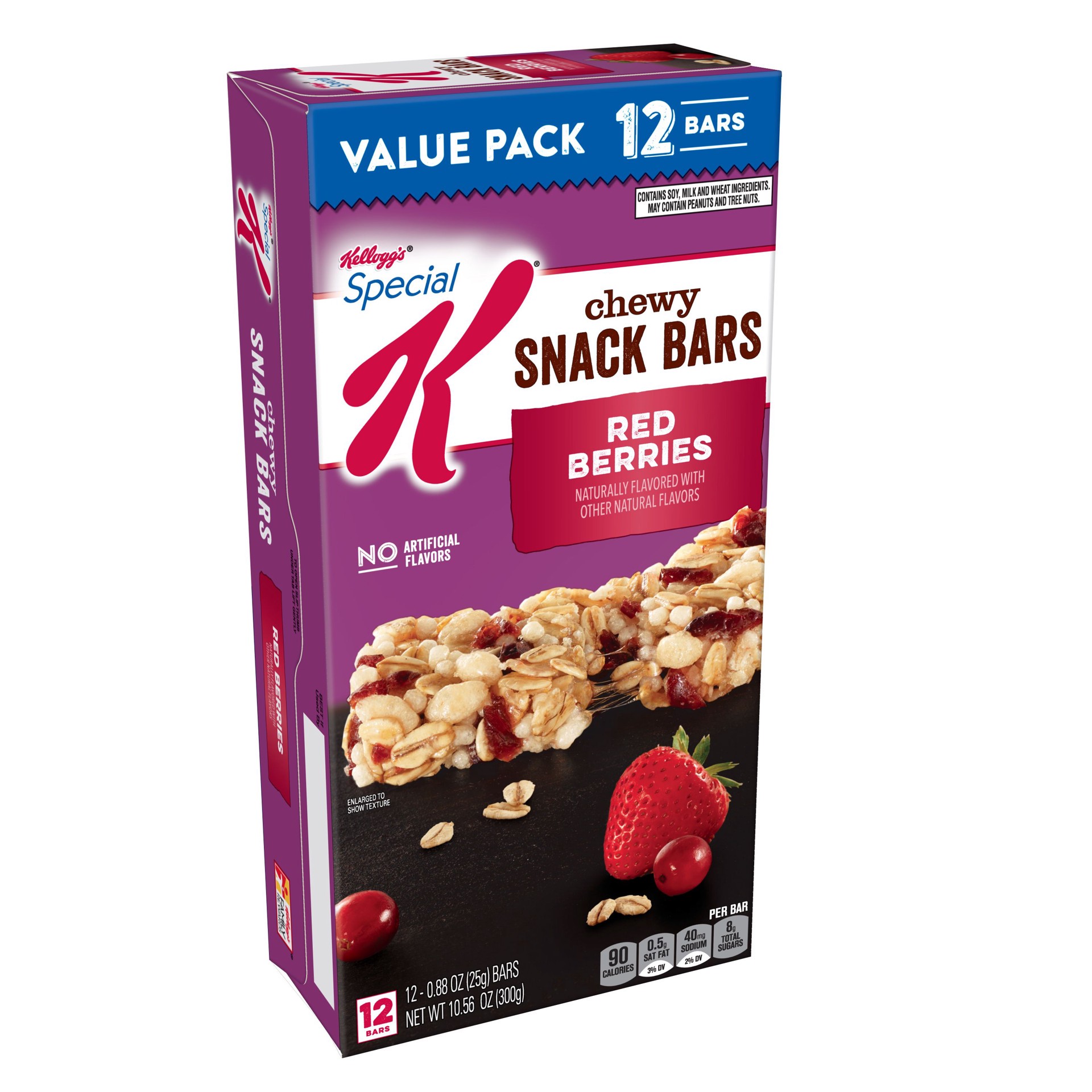 slide 1 of 7, Special K Kellogg's Special K Chewy Snack Bars, 90 Calories Per Bar of Sugar, Red Berries, 10.56 oz