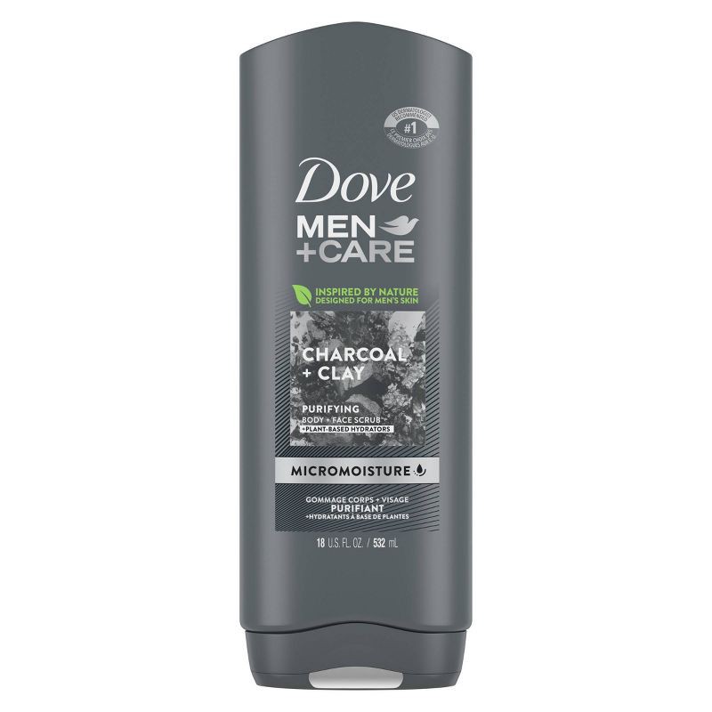 slide 2 of 10, Dove Men+Care Elements Charcoal + Clay Micro Moisture Purify + Refresh Body Wash - 18 fl oz, 18 fl oz