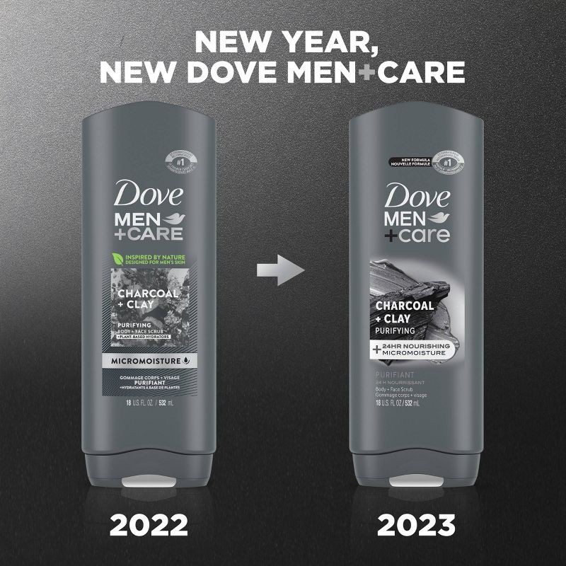 slide 9 of 10, Dove Men+Care Elements Charcoal + Clay Micro Moisture Purify + Refresh Body Wash - 18 fl oz, 18 fl oz