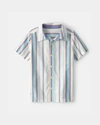 Oshkosh Boys Striped Short-Sleeve Button-Down Shirt Multi 4