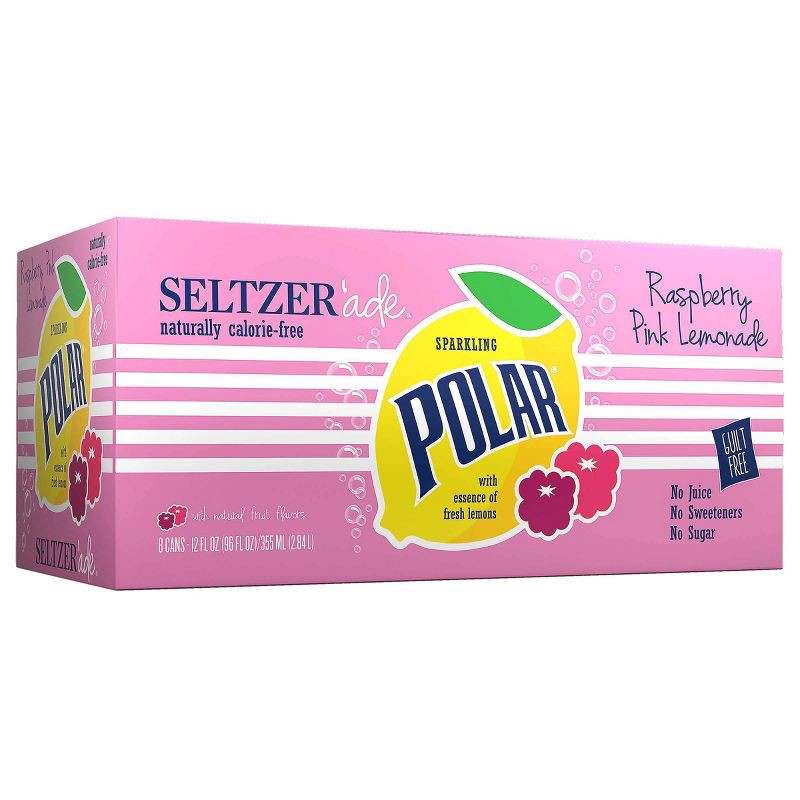 slide 1 of 3, Polar Beverages Polar Seltzer Raspberry Pink Lemonade - 8pk/12 fl oz Cans, 8 ct; 12 fl oz