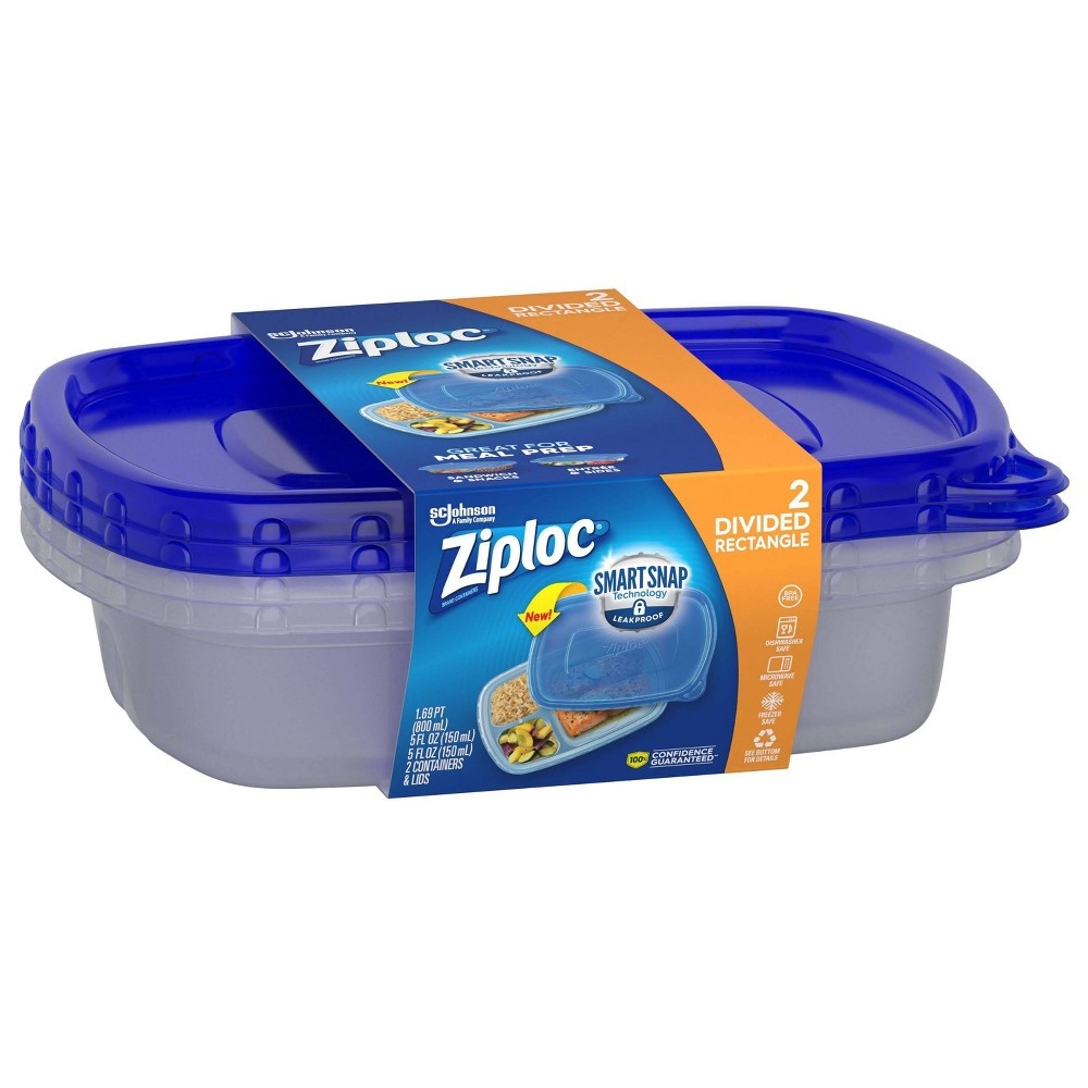 Ziploc Divided Containers and Lids - 2 CT, Plastic Containers