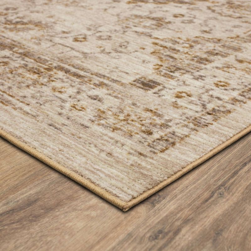 slide 2 of 8, 2'6"x3'9" Washable Vintage Tufted Distressed Accent Rug Tan - Threshold™: Skid-Resistant Low Pile Indoor Rug, 1 ct