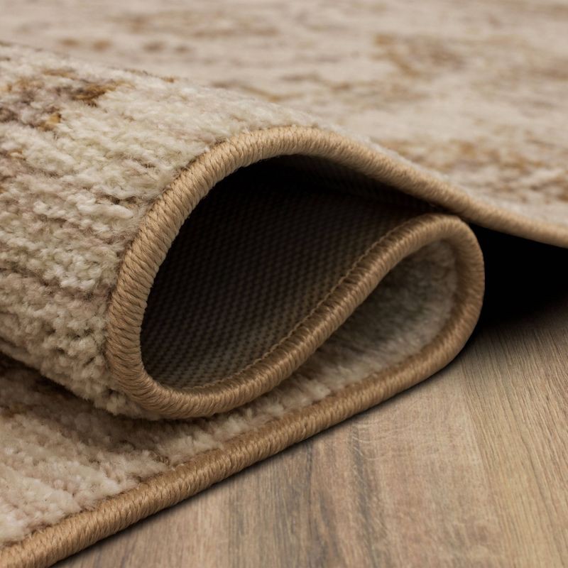 slide 5 of 8, 2'6"x3'9" Washable Vintage Tufted Distressed Accent Rug Tan - Threshold™: Skid-Resistant Low Pile Indoor Rug, 1 ct
