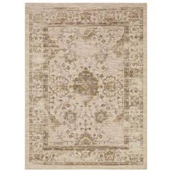 2'6"x3'9" Washable Vintage Tufted Distressed Accent Rug Tan - Threshold™: Skid-Resistant Low Pile Indoor Rug