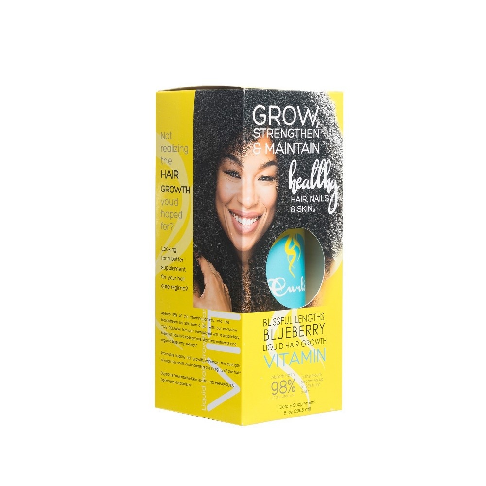 slide 3 of 3, Curls Blissful Lengths Hair Growth Vitamin Supplement Liquid - Blueberry Flavor, 8 fl oz