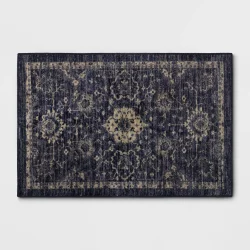 2'6"x3'9" Vintage Tufted Distressed Accent Rug Indigo - Threshold