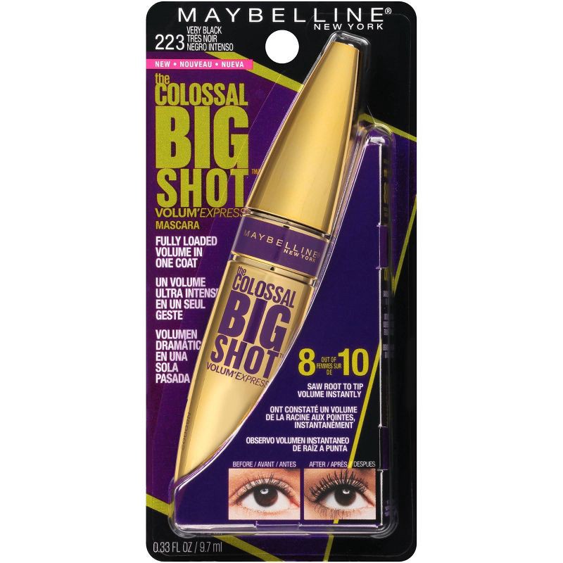 slide 2 of 6, Maybelline Volum' Express Colossal Big Shot Mascara - 223 Blackest Black Washable - 0.33oz, 0.33 oz