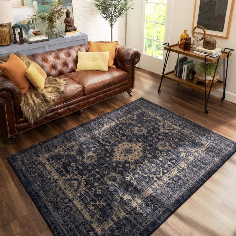 slide 7 of 8, 5'X7' Vintage Tufted Distressed Area Rug Indigo - Threshold™, 1 ct