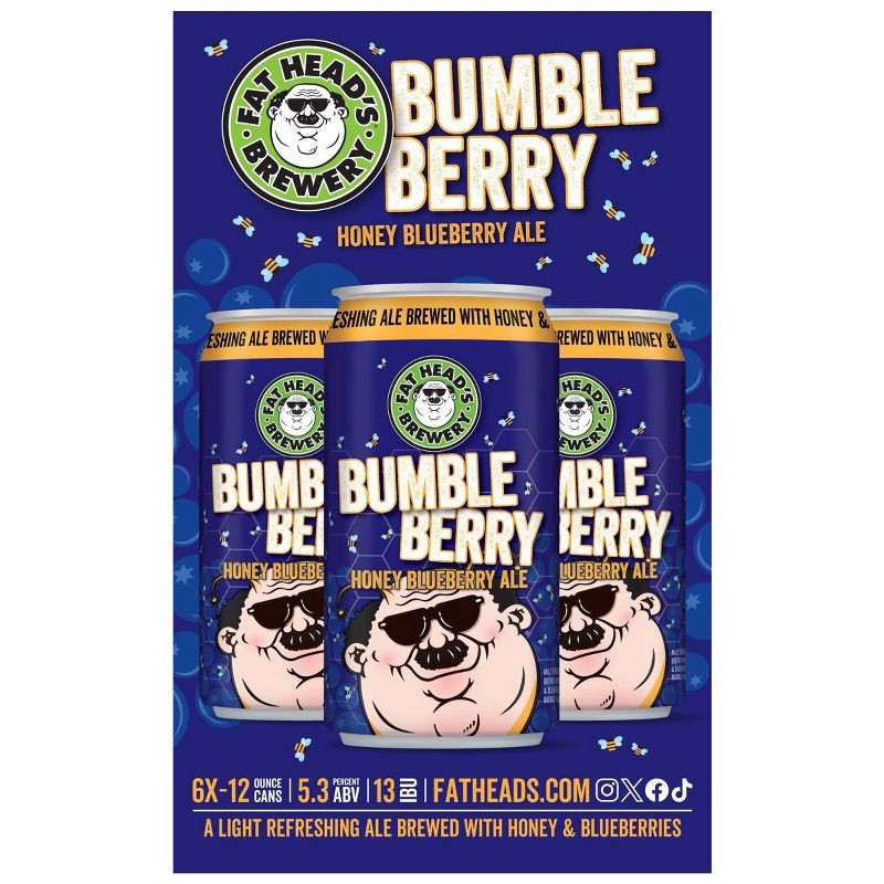 slide 3 of 3, Fat Head's Brewery Fat Head's Bumble Berry Beer - 6pk/12 fl oz Cans, 6 ct; 12 fl oz