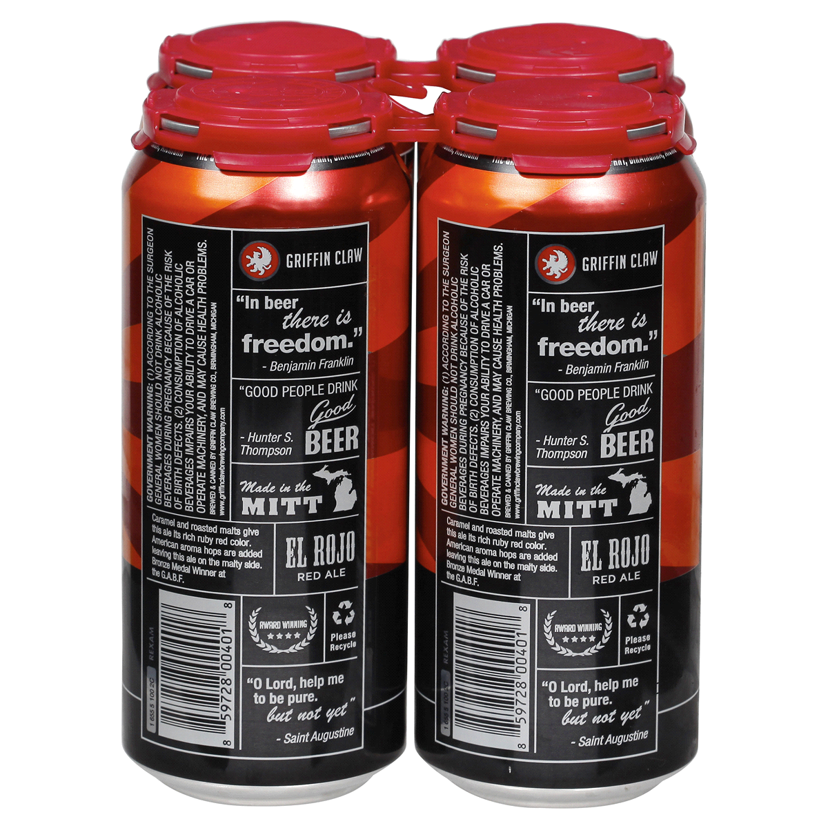 slide 4 of 4, Griffin Claw Brewing Company Griffin Claw El Rojo Red Ale Beer - 4pk/16 fl oz Cans, 4 ct; 16 fl oz