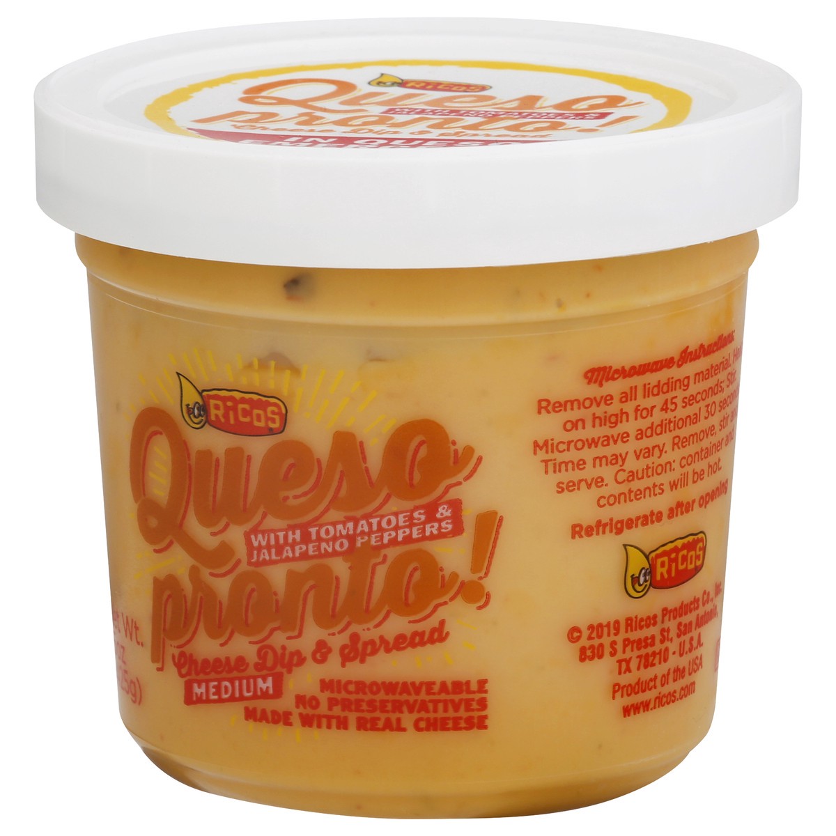 slide 3 of 9, Rico's Ricos Queso Pronto Medium with Tomatoes & Jalapeno Peppers Dip & Spread 15 oz, 15 oz