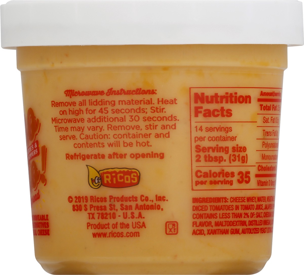 slide 2 of 9, Rico's Ricos Queso Pronto Medium with Tomatoes & Jalapeno Peppers Dip & Spread 15 oz, 15 oz