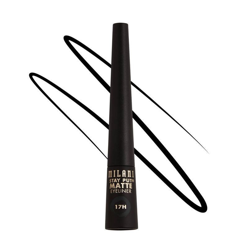 slide 4 of 5, Milani Stay Put Matte 17HR Wear Liquid Eyeliner - Black Matte 160 - 0.09 fl oz, 160 x 0.09 fl oz