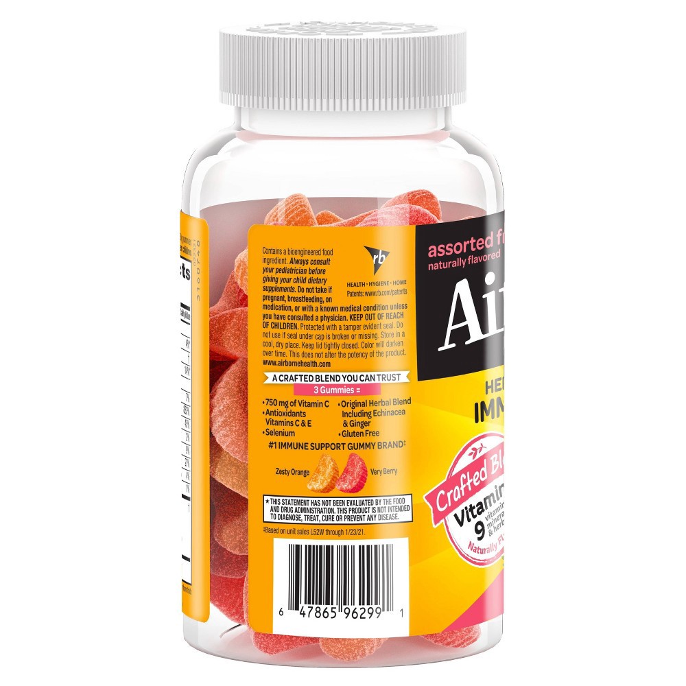 slide 3 of 7, Airborne Immune Support Gummies with Vitamin C & Zinc - Assorted Fruit, 63 ct