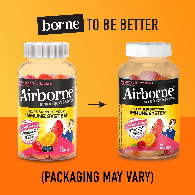 slide 7 of 10, Airborne Immune Support Gummies with Vitamin C & Zinc - Assorted Fruit - 63ct, 63 ct