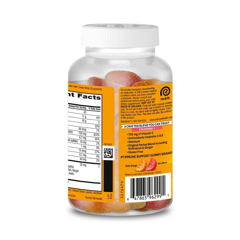 slide 8 of 10, Airborne Immune Support Gummies with Vitamin C & Zinc - Assorted Fruit - 63ct, 63 ct