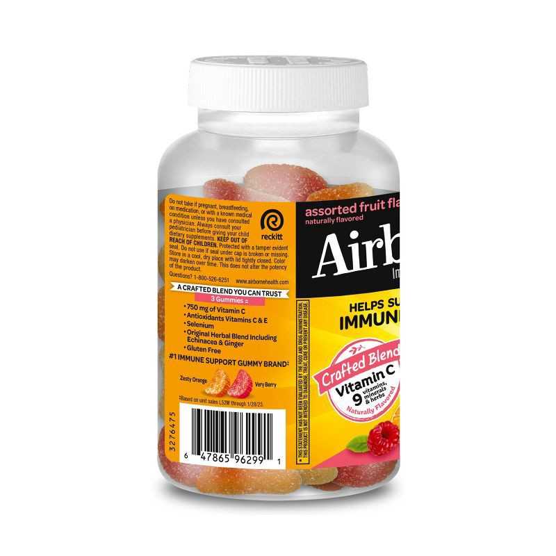 slide 9 of 10, Airborne Immune Support Gummies with Vitamin C & Zinc - Assorted Fruit - 63ct, 63 ct