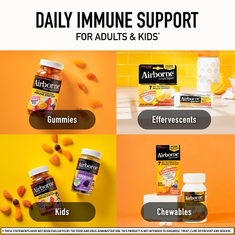 slide 7 of 10, Airborne Immune Support Chewable Tablets with Vitamin C & Zinc - Citrus - 96ct, 96 ct