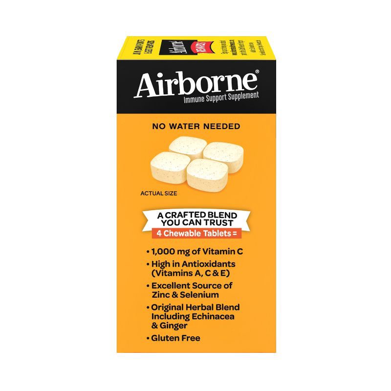 slide 8 of 9, Airborne Immune Support Chewable Tablets with Vitamin C & Zinc - Citrus - 96ct, 96 ct