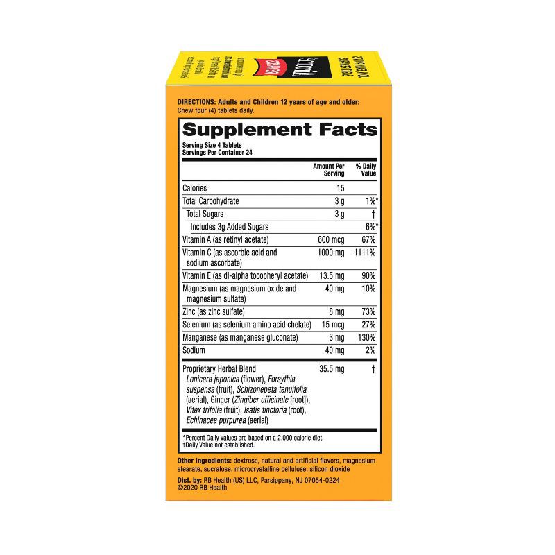 slide 9 of 10, Airborne Immune Support Chewable Tablets with Vitamin C & Zinc - Citrus - 96ct, 96 ct